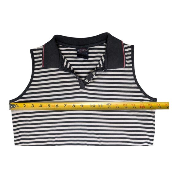 Vtg Y2K Sleeveless Polo Shirt Size M Red White Blue Striped Fairway Outfitters - Picture 3 of 7